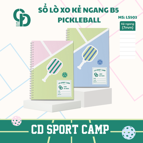 LS503 - Sổ lò xo Sport Pickleball, B5, Giấy kẻ ngang, 120tr, ĐL: 100