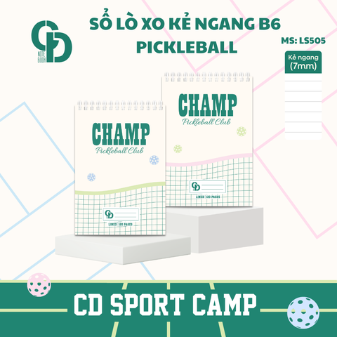 LS505 - Sổ lò xo Sport Pickleball, B6, Giấy kẻ ngang, 120tr, ĐL: 100