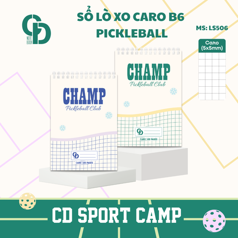 LS506 - Sổ lò xo Sport Pickleball, B6, Giấy kẻ caro, 120tr, ĐL: 100