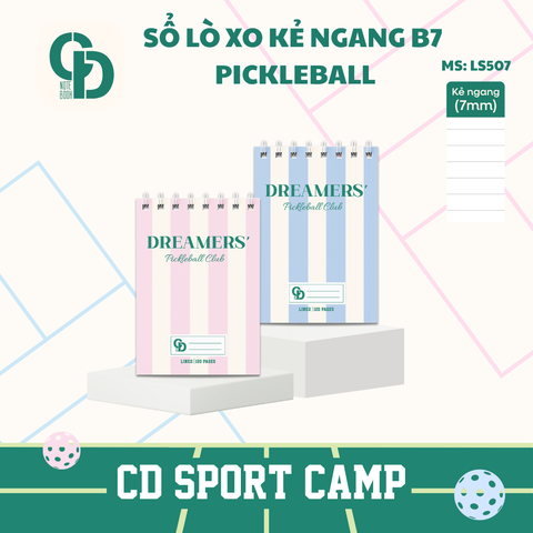LS507 - Sổ lò xo Sport Pickleball, B7, Giấy kẻ ngang, 120tr, ĐL: 100