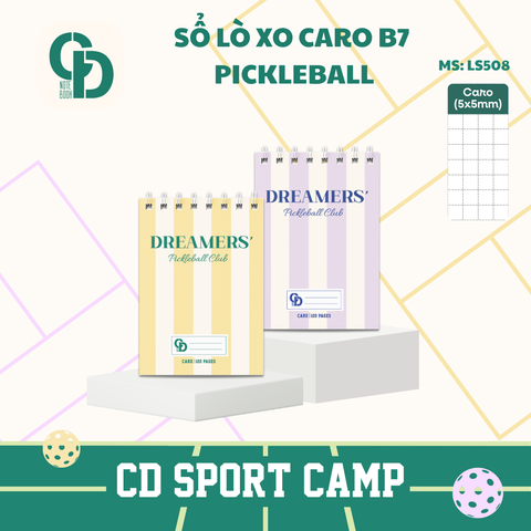 LS508 - Sổ lò xo Sport Pickleball, B7, Giấy kẻ caro, 120tr, ĐL: 100