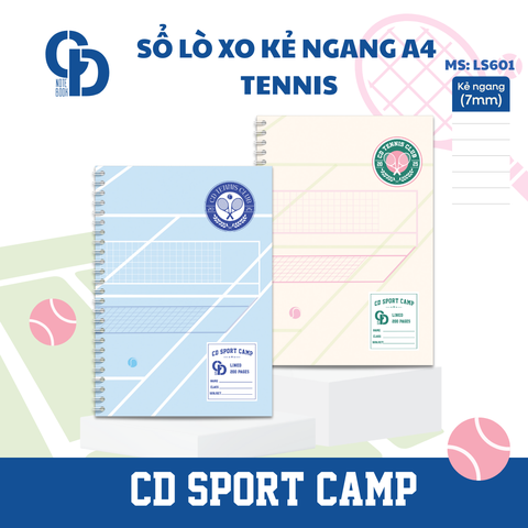 LS601 - Sổ lò xo Sport Tennis, A4, Giấy kẻ ngang, 160tr, ĐL: 100