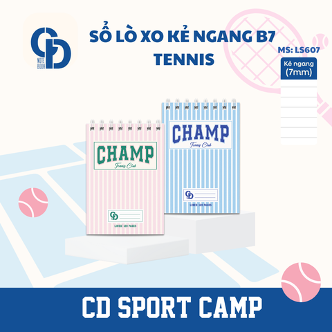 LS607 - Sổ lò xo Sport Tennis, B7, Giấy kẻ ngang, 120tr, ĐL: 100
