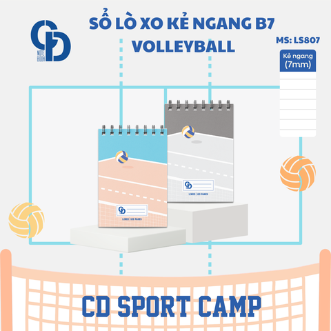 LS807 - Sổ lò xo Sport Volleyball, B7, Giấy kẻ ngang, 120tr, ĐL: 100