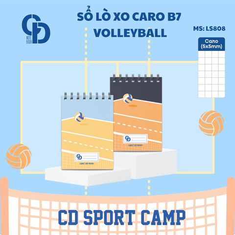 LS808 - Sổ lò xo Sport Volleyball, B7, Giấy kẻ caro, 120tr, ĐL: 100
