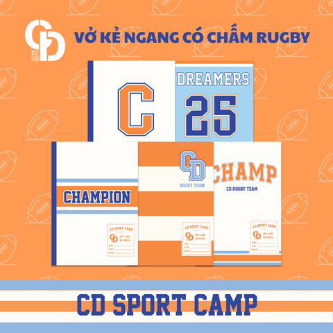 TS103 - Vở kẻ ngang chấm Sport Rugby, Cam, 80tr, ĐL: 70