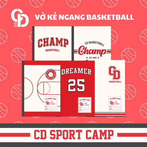 TS202 - Vở kẻ ngang Sport Basketball ,Đỏ,120 tr, ĐL: 70