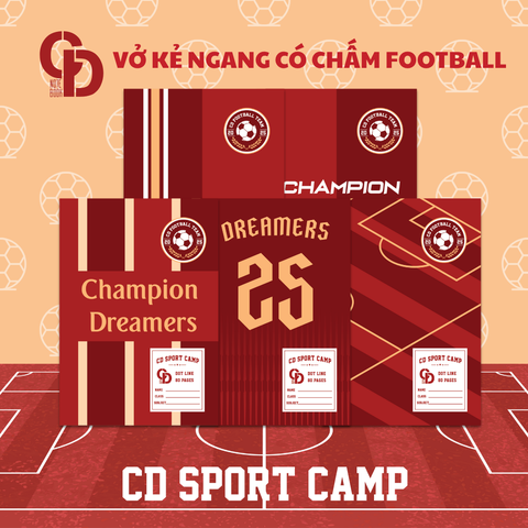TS303 - Vở kẻ ngang chấm Sport Football, Đỏ, 80tr, ĐL: 70