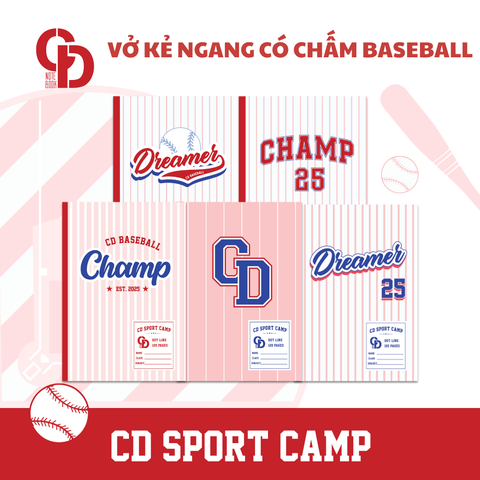 TS404 - Vở kẻ ngang chấm Sport Baseball, Đỏ, 120tr, ĐL: 70
