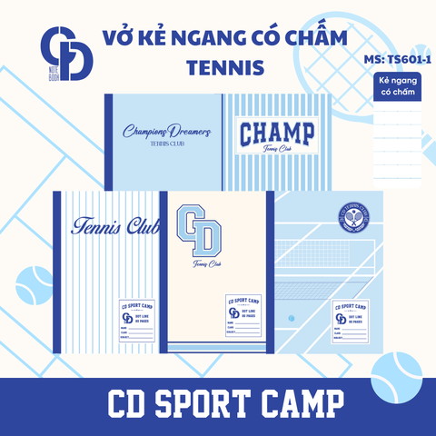 TS601-1 - Vở kẻ ngang chấm Sport Tennis, B5, Xanh, 80tr, ĐL: 70