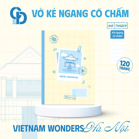 TW1201 - Vở kẻ ngang chấm Hà Nội, B5, Vàng, 120tr, ĐL: 60