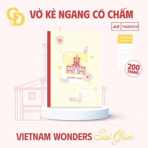 TW2003 - Vở kẻ ngang chấm Sài Gòn, B5, Đỏ, 200tr, ĐL: 60