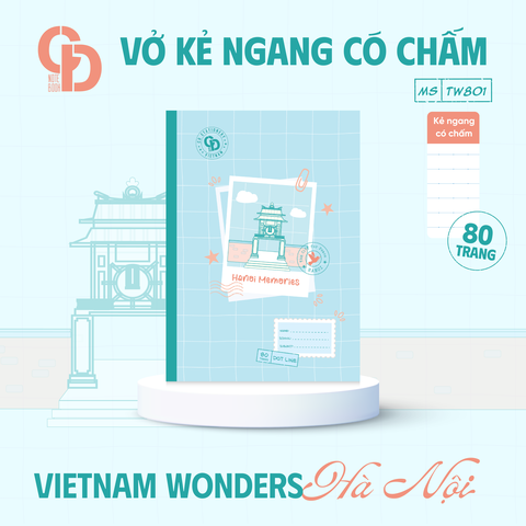 TW801 - Vở kẻ ngang chấm Hà Nội, B5, Xanh mint, 80tr, ĐL: 60