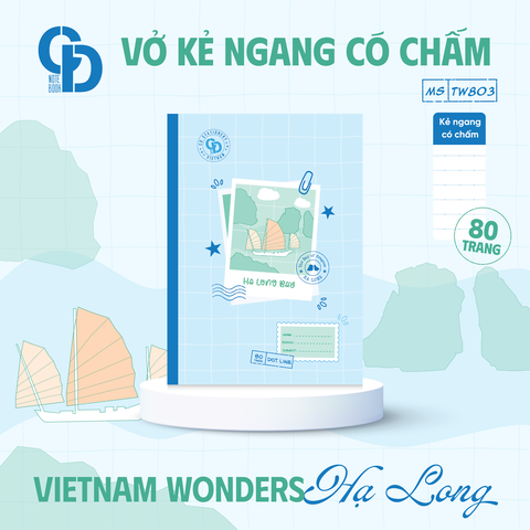TW803 - Vở kẻ ngang chấm Hạ Long, B5, Xanh dương, 80tr, ĐL: 60