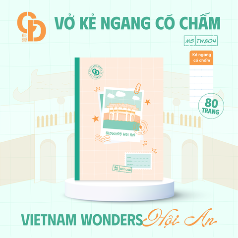 TW804 - Vở kẻ ngang chấm Hội An, B5, Cam, 80tr, ĐL: 60