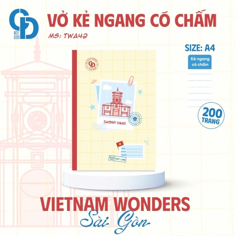 TWA42 - Vở kẻ ngang chấm Sài Gòn, A4, Xám, 200tr, ĐL: 60