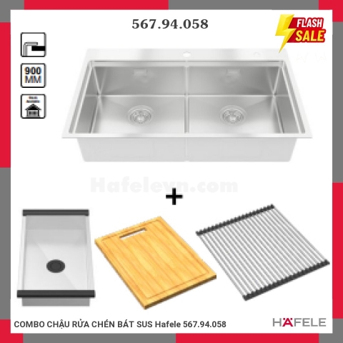 COMBO CHẬU KAFF SUS 567.94.023 & PHỤ KIỆN 567.94.058