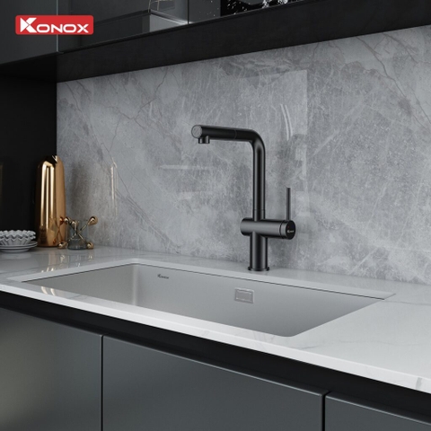 Vòi rửa bát dây rút Konox Stream Smart Gun Metal