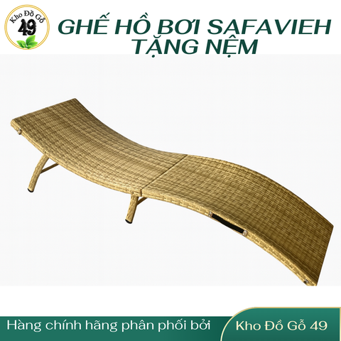 Ghế Hồ Bơi Giả Mây Safavieh Xuất Khẩu Châu Âu – Gấp Gọn, Thư Giãn, Tắm Nắng Sân Vườn, Hồ Bơi