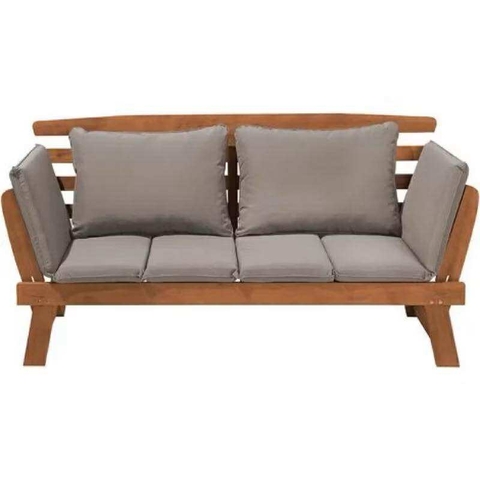 [Ghế Daybed Gỗ Tự Nhiên Ngoài Trời – Điều Chỉnh Tay Tựa – Có Đệm – Phân Phối Chính Hãng bởi Kho Đồ Gỗ 49]