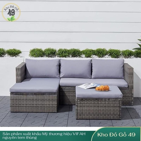 Bộ Sofa Ngoài Trời 3 Món Daytona – Phong Cách Vintage Sang Trọng, Đệm Dày Êm Ái – Hàng Xuất Khẩu Chính Hãng VIFAH