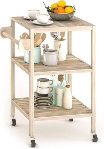 KỆ GỖ SQUARE ORGANIC WHITE 674838/ KỆ ĐA NĂNG CÓ BÁNH XE DI ĐỘNG CỠ LỚN– KỆ ĐẨY TRÀ, CAFE, BBQ SÂN VƯỜN