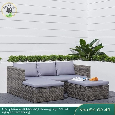 Bộ Sofa Ngoài Trời 3 Món Daytona – Phong Cách Vintage Sang Trọng, Đệm Dày Êm Ái – Hàng Xuất Khẩu Chính Hãng VIFAH