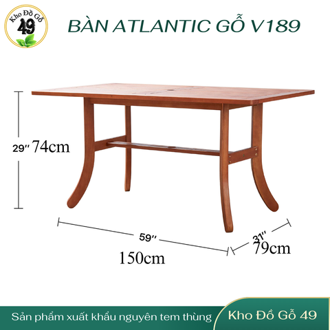 BÀN ĂN (ORDER) ALANTIC V189 GỖ BẠCH ĐÀN- THƯƠNG HIỆU VIFAH