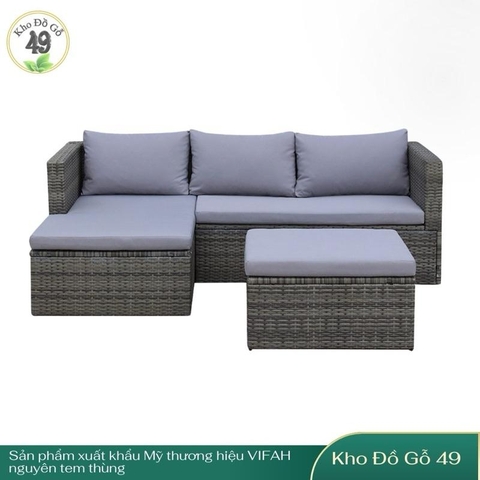 Bộ Sofa Ngoài Trời 3 Món Daytona – Phong Cách Vintage Sang Trọng, Đệm Dày Êm Ái – Hàng Xuất Khẩu Chính Hãng VIFAH