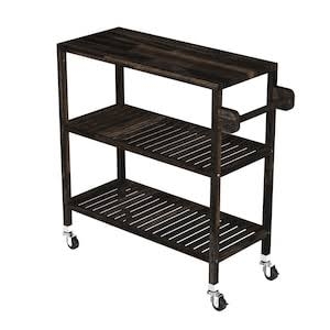 KỆ GỖ ĐA NĂNG EXPRESSO 674777- KỆ ĐẨY NHÀ BẾP GỖ ACACIA 3 TẦNG CÓ BÁNH XE – KHO ĐỒ GỖ 49