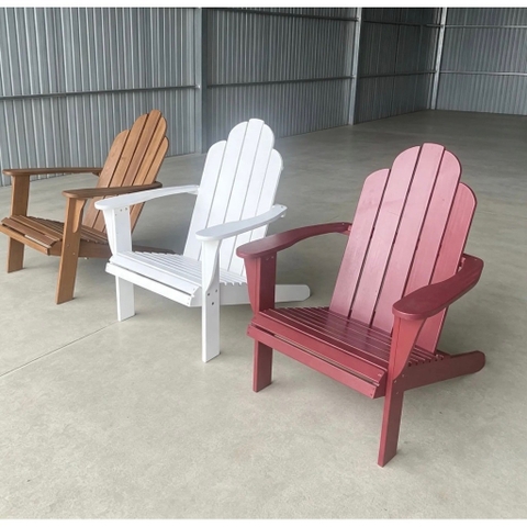 Ghế Adirondack - Silla gỗ tràm sơn trắng - ghế gỗ thư giãn sân vườn, ban công, hồ bơi