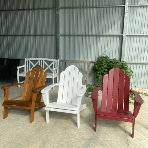 Ghế Adirondack - Silla gỗ tràm sơn đỏ - ghế gỗ thư giãn sân vườn, ban công, hồ bơi