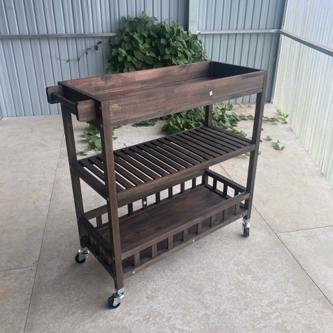 Kệ gỗ đa năng Expresso with Tray 675033 gỗ tràm FSC tự nhiên cỡ lớn có bánh xe đẩy di động dùng được cả trong nhà và ngoài trời