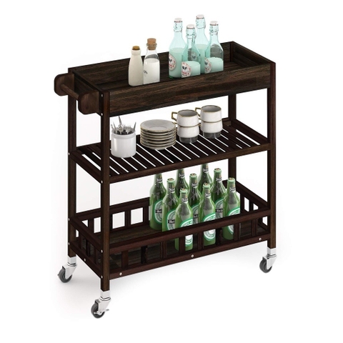 Kệ gỗ đa năng Expresso with Tray 675033 gỗ tràm FSC tự nhiên cỡ lớn có bánh xe đẩy di động dùng được cả trong nhà và ngoài trời