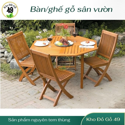 Bộ bàn ghế sân vườn hình bát giác Sun Fiesta xuất Âu độc đáo gỗ tràm
