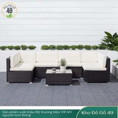 Bộ Sofa Venice Ngoài Trời 7 Món Cao Cấp | Đệm Oeko-Tex | Chống Nước UV | Ghế Sân Vườn Villa Cafe Resort