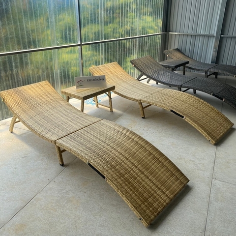 Ghế Hồ Bơi Giả Mây Safavieh Xuất Khẩu Châu Âu – Gấp Gọn, Thư Giãn, Tắm Nắng Sân Vườn, Hồ Bơi