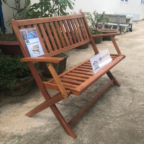 Ghế băng sân vườn xếp gọn- Garden bench xuất Âu gỗ bạch đàn