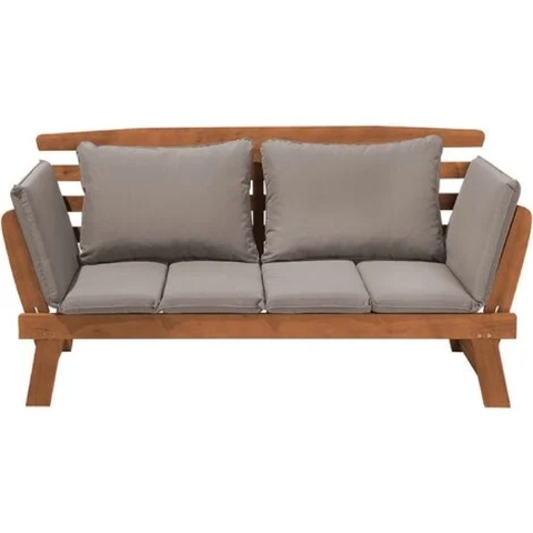 [Ghế Daybed Gỗ Tự Nhiên Ngoài Trời – Điều Chỉnh Tay Tựa – Có Đệm – Phân Phối Chính Hãng bởi Kho Đồ Gỗ 49]