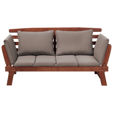 [Ghế Daybed Gỗ Tự Nhiên Ngoài Trời – Điều Chỉnh Tay Tựa – Có Đệm – Phân Phối Chính Hãng bởi Kho Đồ Gỗ 49]
