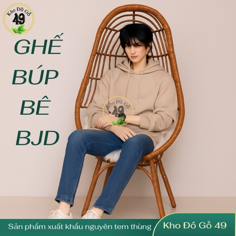 Ghế búp bê BJD xuất Úc & New Zeland- Ghế mây PP rattan hình quả trứng