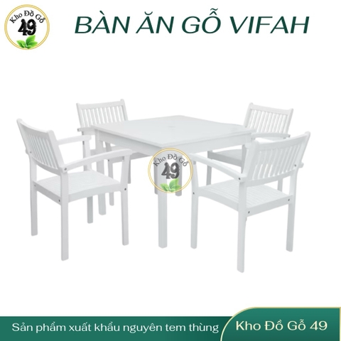 Bàn Ghế Ăn Gỗ Tràm Sơn Trắng – Thương Hiệu VIFAH