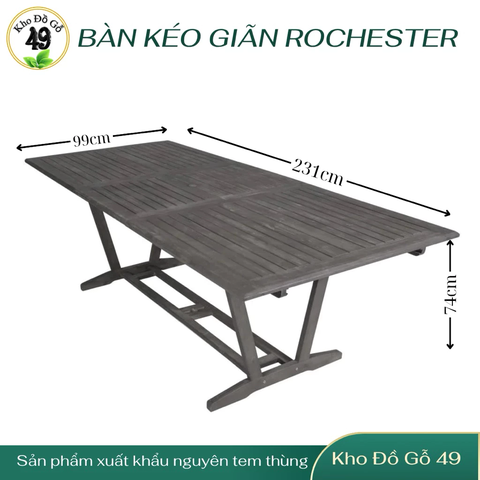 Bàn Ăn Rochester Gỗ Ngoài Trời V1294 Kéo Giãn Thông Minh – Gỗ Tràm FSC Chống Nước – Chính Hãng Kho Đồ Gỗ 49