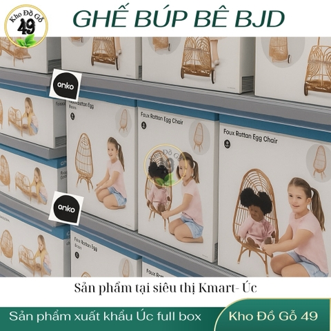 Ghế búp bê BJD xuất Úc & New Zeland- Ghế mây PP rattan hình quả trứng