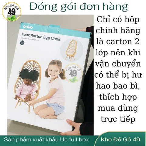 Ghế búp bê BJD xuất Úc & New Zeland- Ghế mây PP rattan hình quả trứng