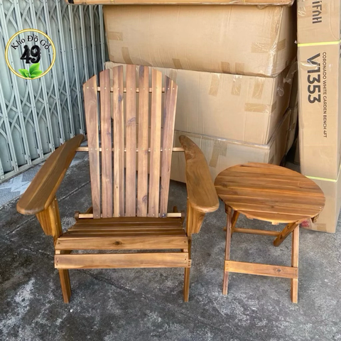 Ghế Tắm Nắng Gỗ Tràm Tự Nhiên Gấp Gọn – Ghế Thư Giãn Adirondack Ngoài Trời, Bãi Biển, Sân Vườn