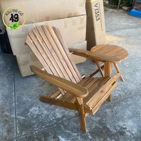 Ghế Tắm Nắng Gỗ Tràm Tự Nhiên Gấp Gọn – Ghế Thư Giãn Adirondack Ngoài Trời, Bãi Biển, Sân Vườn