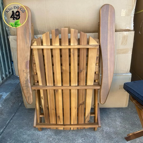 Ghế Tắm Nắng Gỗ Tràm Tự Nhiên Gấp Gọn – Ghế Thư Giãn Adirondack Ngoài Trời, Bãi Biển, Sân Vườn