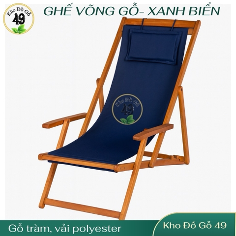 Ghế võng gỗ bãi biển sọc xanh lá