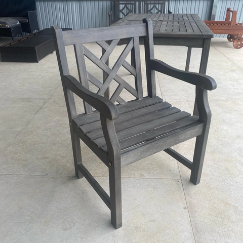 Ghế Ăn Martha V1301, Ghế Gỗ Tràm cào cước Wash Xám– Thương Hiệu VIFAH 🌟